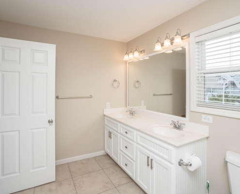 Main level master bath with double vanity