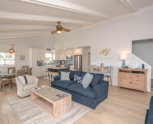 Open floor plan and soaring ceilings